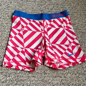 Nike pro dri-fit checkered red and white shorts